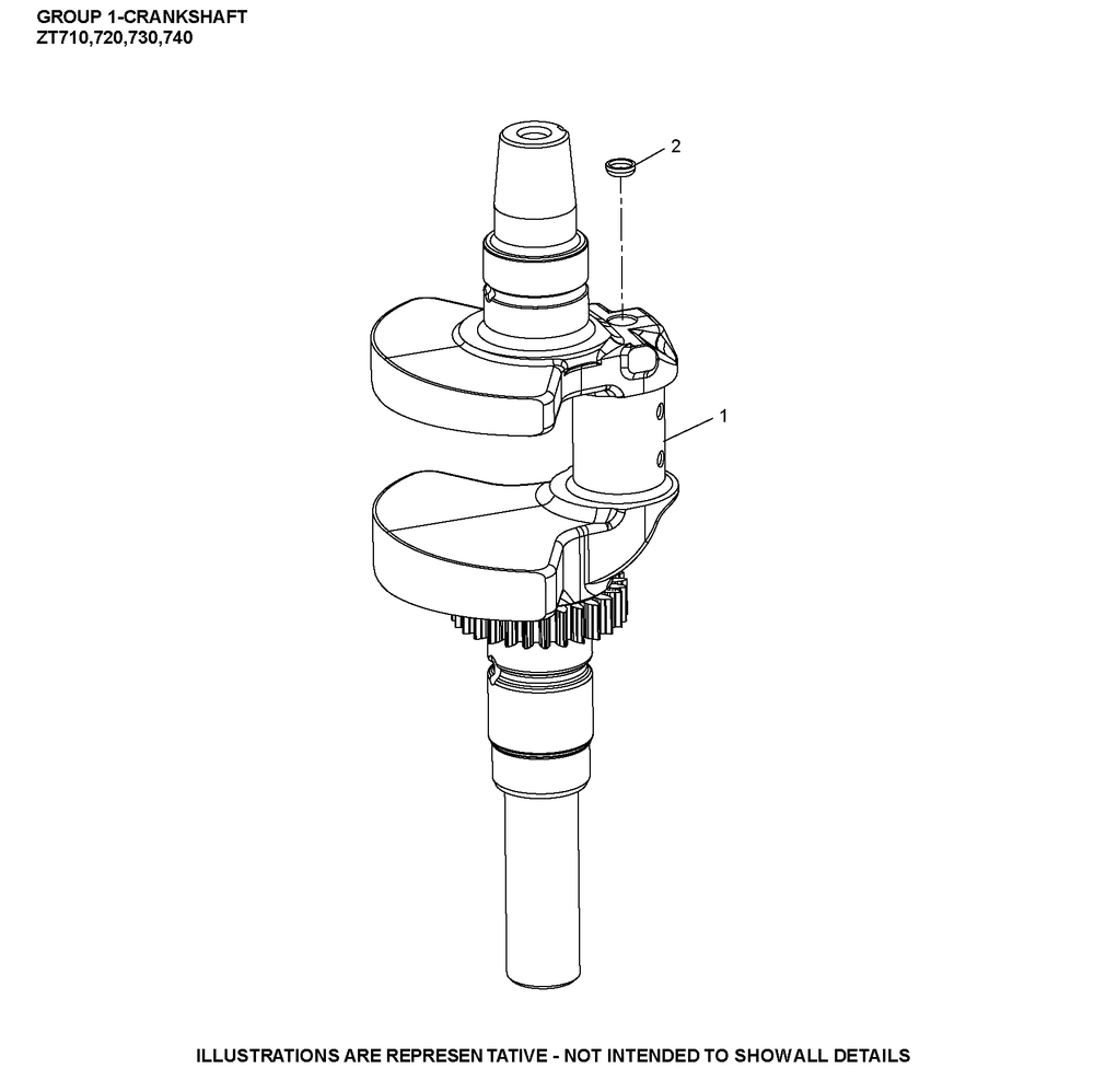 Zt740-3064 Crankshaft Diagram and Parts List for ZT740-3064  Cub Cadet Lawn Tractor